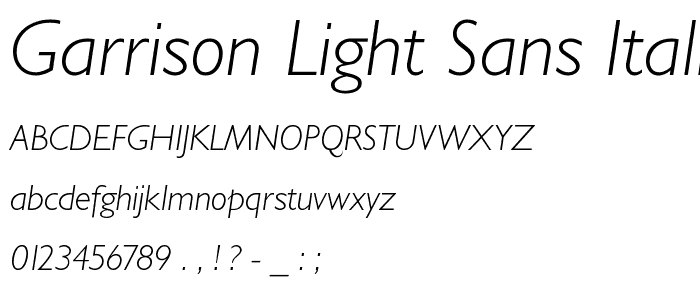 Garrison Light Sans ITALIC font